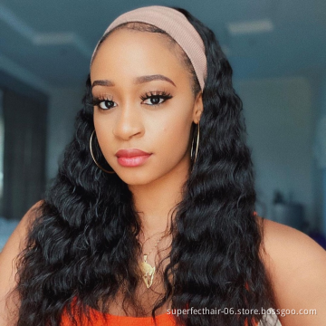 Dropship Unprocessed Brazilian Hair Cuticle Aligned Straight Headband Wig Loose Deep Virgin Human Natural Hair Wigs